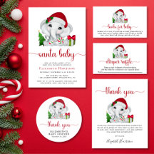 Santa Baby Elephant Christmas Baby Girl Shower