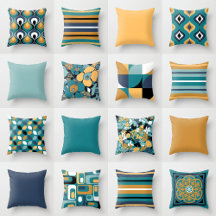 Mustard Teal Aqua Blue Retro Home