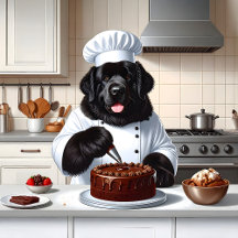 Newfoundland Dog Chef Decorating Cake