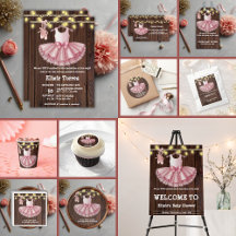 Rustic Little Ballerina Tutu Glitter Baby Shower 