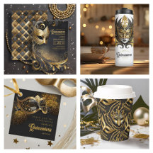 Masquerade Quinceanera Black and Gold