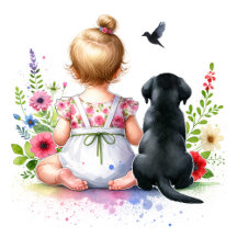 A Baby Girl and her Puppy   Baby Shower Suite