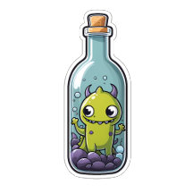 Cute Monster in Bottle Stickers