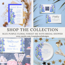 Blue Purple Floral Forget Me Nots Bridal Shower 