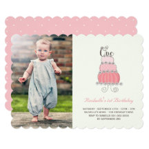 SWEET CAKE GIRL BIRTHDAY PARTY INVITATION SET