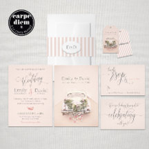 Getaway Car Romantic Wedding Invitation Set