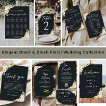 Elegant Black & Blush Floral Wedding Collection
