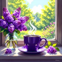Pretty Purple Lilacs and Coffee