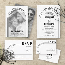 Bold typography and arch minimalist wedding