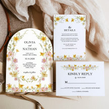 Wildflower Wedding   Yellow and Pink Watercolor