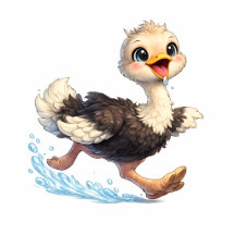 Cute Ostrich Happy Adventure Illustration