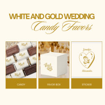 White and Gold Wedding Candy Favors