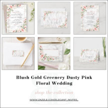 Blush Gold Greenery Dusty Pink Floral Wedding