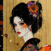 Beautiful Woman in Kimono design