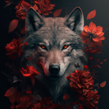 Poster Wolf Fleur