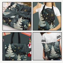 Hunter Green Christmas Tree Whimsical Pattern