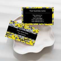 Yellow and Gray Camouflage Business Cards