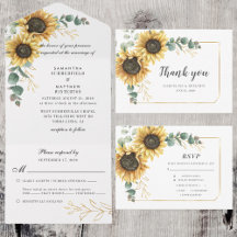Floral Sunflower Wedding Invitation Suite