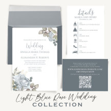 Elegant Light Dusty Blue Rose Floral Watercolor