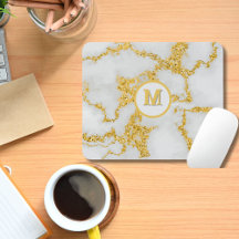 Elegant White & Gold Marble Computer Accessories