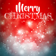 White Snowflakes Sparkles and Bokeh on Red