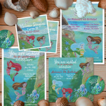 Under the Sea Birthday Party Mermaid Invitations