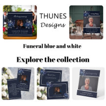 Funeral blue and white with flowers