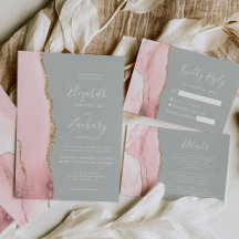 Blush Pink Agate Gold Sage Green Wedding Suite