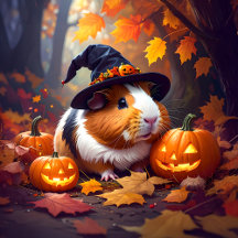 Halloween Guinea Pig Wearing Witch's Hat