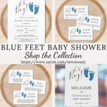 Blue Glitter Feet Baby Shower Collection
