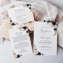Blush Pink & Navy Blue Floral Wedding Collections