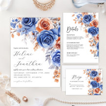 Elegant Watercolor Dusty Blue Terracotta Wedding