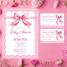 Pink bow retro lace baby shower
