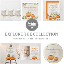 Fall Burnt Orange Pumpkin Patch Birthday Set