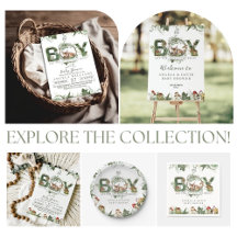 Deer Adventure Woodland Mushroom Baby Boy Shower