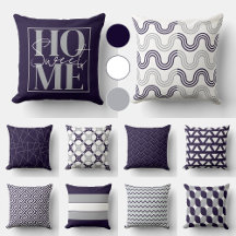 navy Blue & gray Throw Pillows