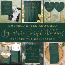 Elegant Signature Script Emerald and Gold Wedding 