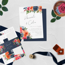 Vibrant Blue Orange Red Botanical Wedding Collecti