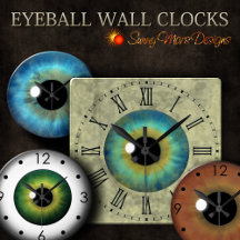 Cool Eye Iris Eyeball Clocks by Sunny Mars Designs