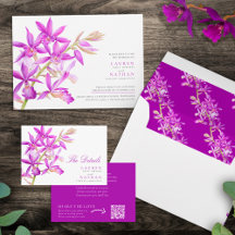 Jewel orchid watercolor wedding purple pink hued