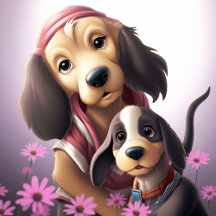 Carte Postale 2 Jolie Chiens