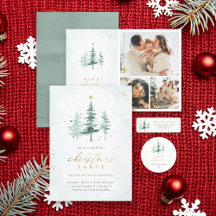 Chic Watercolor Christmas Pine Trees