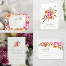 Elegant Pink and Orange Watercolor Floral Wedding
