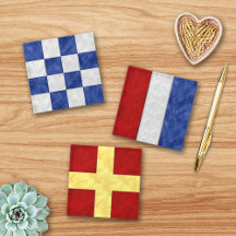 Watercolor Nautical Signal Flag Paperweights