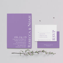 Simple Minimalist Elegant Lavender Text Wedding