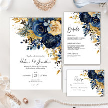 Navy Blue Gold Terracotta Elegant Wedding