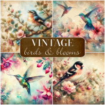 Vintage Birds and Blooms Decoupage Paper
