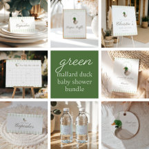 Green Mallard Duck Baby Shower Collection