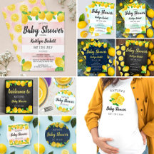 Modern Watercolor Lemon Tree Baby Shower