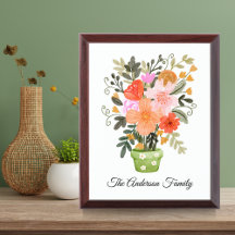 Personalised Birth Flower Family Bouquet Wall Art